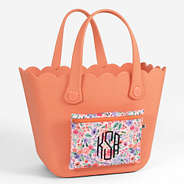 monogrammed waterproof bag in coral floral